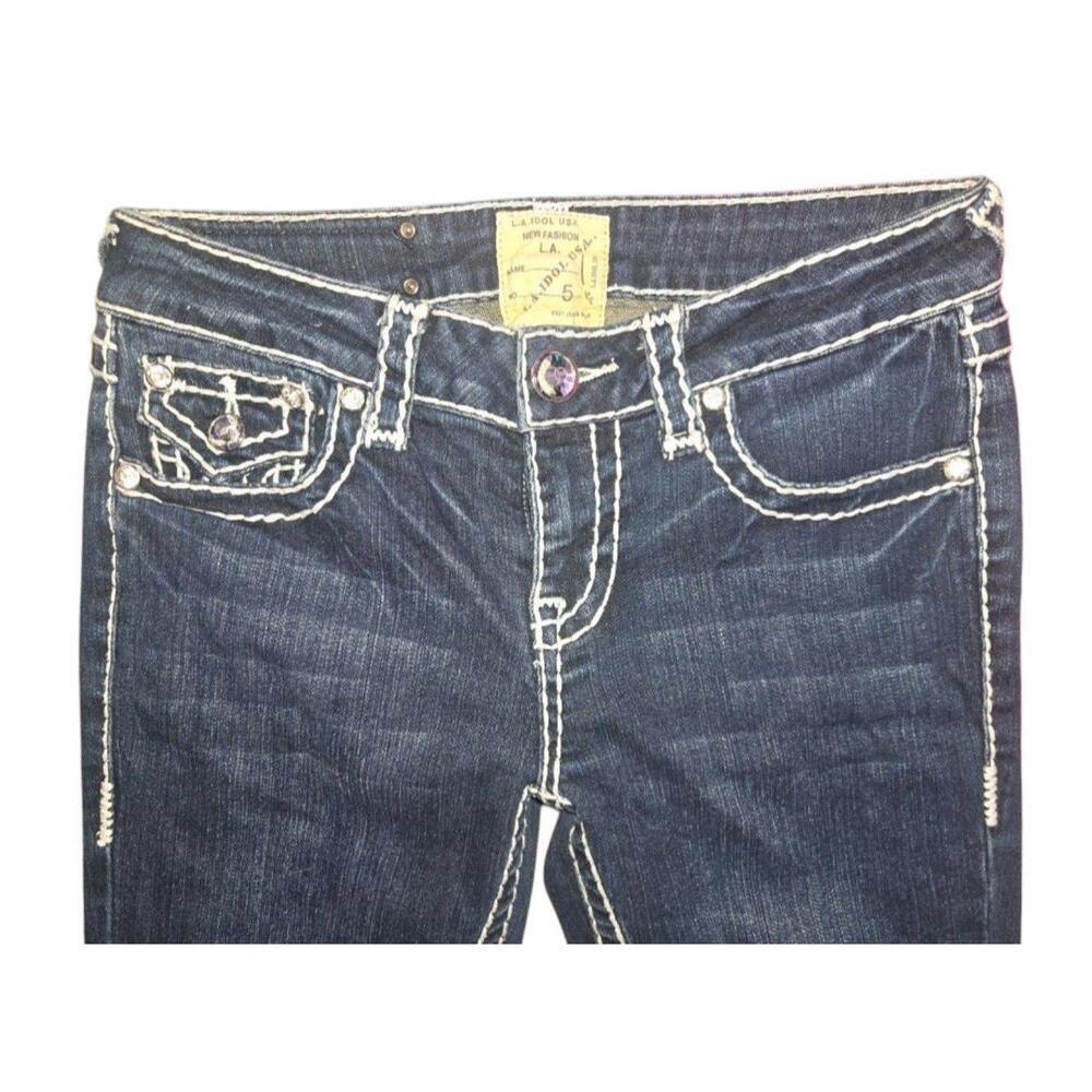 Dark Wash L.A. Idol Jeans Size 5 In Excellent Used Condition, No Flaws! - Picture 8 of 9